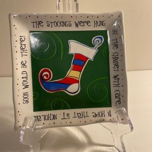 GANZ Decorative Christmas Holiday Plate. Hand painted Stocking by Bella Casa